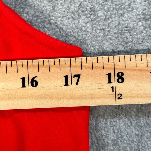 Anthropologie Mock Neck Ruffle Hem Top Women's Medium Red Sleeveless Knit Peplum - Picture 6 of 12